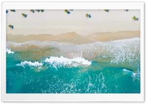 Ocean Beach Aerial View Aesthetic 4K UHD Wallpaper for Widescreen and UltraWide Desktop, UltraHD TV, Smartphone, Tablet