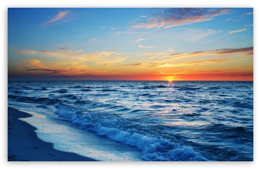 Premium Photo  Waves ocean sunset by the shore nice scenery coastal  digital wallpapers generative ai