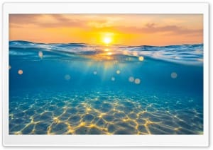 Ocean Underwater at Sunrise Aesthetic 4K UHD Wallpaper for Widescreen and UltraWide Desktop, UltraHD TV, Smartphone, Tablet
