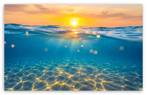 Ocean Underwater at Sunrise Aesthetic UltraHD Wallpaper for UHD 16:9 ; HD 16:9 ; UltraWide 21:9 24:10 32:9 32:10 ; Widescreen 16:10 ; Tablet 1:1 ; Mobile 9:16 9:19.5 9:20 9:21 9:22 ; Dual 16:10 16:9 ;
