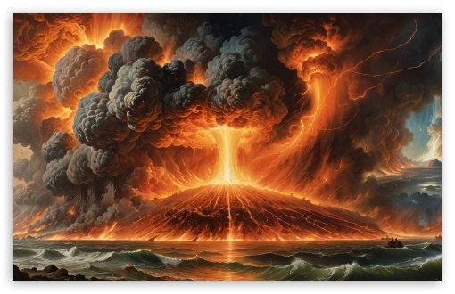 Ocean Volcano Eruption Artwork UltraHD Wallpaper for UHD 16:9 ; HD 16:9 ; UltraWide 21:9 24:10 32:9 32:10 ; Widescreen 16:10 5:3 ; Fullscreen 4:3 5:4 3:2 ; Tablet 1:1 ; Mobile 9:16 9:19.5 9:20 10:16 2:3 3:5 3:4 ; Dual 16:10 5:3 16:9 4:3 5:4 3:2 ;