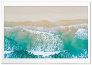 Ocean Waves Beach Aerial View Aesthetic 4K UHD Wallpaper for Widescreen and UltraWide Desktop, UltraHD TV, Smartphone, Tablet