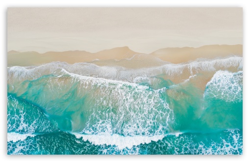 Ocean Waves Beach Aerial View Aesthetic UltraHD Wallpaper for UHD 16:9 ; HD 16:9 ; UltraWide 21:9 24:10 32:9 32:10 ; Widescreen 16:10 ; Tablet 1:1 ; Mobile 9:16 9:19.5 9:20 9:21 9:22 ; Dual 16:10 16:9 ;