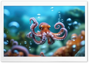 Octopus, Underwater, Ocean, Seafloor, Intelligent Being 4K UHD Wallpaper for Widescreen and UltraWide Desktop, UltraHD TV, Smartphone, Tablet