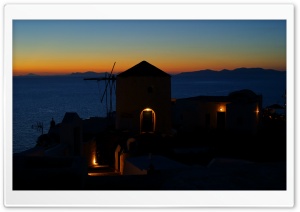 Oia at evening, Santorini, Greece Ultra HD Wallpaper for 4K UHD Widescreen desktop, tablet & smartphone