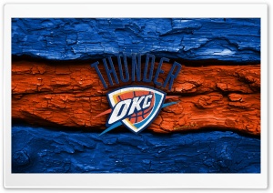 Oklahoma City Thunder Wooden Logo 4K UHD Wallpaper for Widescreen and UltraWide Desktop, UltraHD TV, Smartphone, Tablet