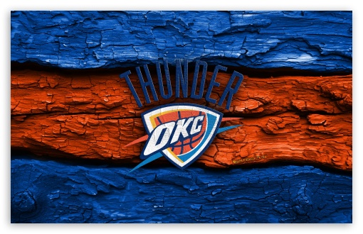 Oklahoma City Thunder Wooden Logo UltraHD Wallpaper for Widescreen 16:10 ;