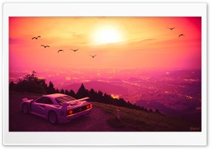 Old School Sports Car, City Overview 4K UHD Wallpaper for Widescreen and UltraWide Desktop, UltraHD TV, Smartphone, Tablet