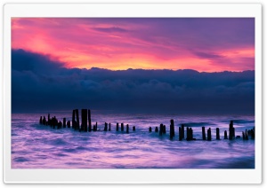 Old Wooden Pier, Morning, Sunrise, Pink Sky, Lake Ultra HD Wallpaper for 4K UHD Widescreen desktop, tablet & smartphone
