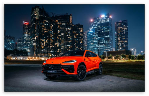 Orange Lamborghini Urus SUV, City, Night UltraHD Wallpaper for UHD 16:9 ; HD 16:9 ; UltraWide 21:9 24:10 ; Widescreen 16:10 5:3 ; Fullscreen 4:3 5:4 3:2 ; Tablet 1:1 ; Mobile 2:3 3:4 ;