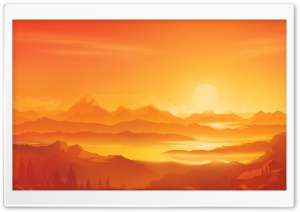 Orange Landscape Illustration Ultra HD Wallpaper for 4K UHD Widescreen Desktop, Lockscreen, Screensaver, TV, Tablet, Smartphone