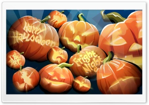 Orange Pumpkins Happy Halloween Night Ultra HD Wallpaper for 4K UHD Widescreen desktop, tablet & smartphone