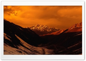 Orange Sky Mountain Landscape Ultra HD Wallpaper for 4K UHD Widescreen desktop, tablet & smartphone