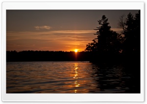Orange Sunset on Cobbosseecontee Lake   Monmouth, Maine Ultra HD Wallpaper for 4K UHD Widescreen desktop, tablet & smartphone