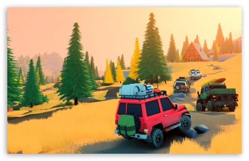 Over the Hill Cozy Off Road Driving UltraHD Wallpaper for UHD 16:9 ; HD 16:9 ; UltraWide 21:9 24:10 32:10 ; Widescreen 16:10 ; Tablet 1:1 ; Mobile 9:16 9:19.5 9:20 ; Dual 16:10 ;