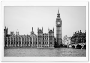 Palace Of Westminster Black And White Ultra HD Wallpaper for 4K UHD Widescreen desktop, tablet & smartphone