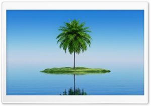Palm Tree Island Minimalist 4K UHD Wallpaper for Widescreen and UltraWide Desktop, UltraHD TV, Smartphone, Tablet