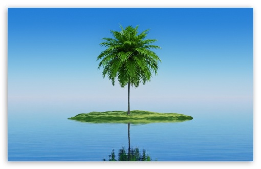 Palm Tree Island Minimalist UltraHD Wallpaper for UHD 16:9 ; HD 16:9 ; UltraWide 21:9 24:10 ; Widescreen 16:10 ; Tablet 1:1 ; Mobile 9:16 9:19.5 9:20 9:21 9:22 ;