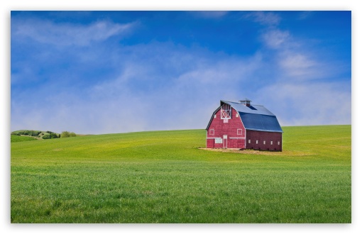 Palouse Red Barn in a Field UltraHD Wallpaper for UHD 16:9 ; HD 16:9 ; UltraWide 21:9 24:10 32:9 32:10 ; Widescreen 16:10 ; Tablet 1:1 ; Mobile 9:16 9:19.5 9:20 9:21 9:22 ; Dual 16:10 16:9 ;