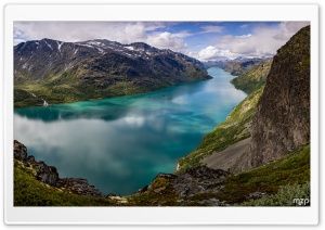 Panoramic, Scenic, Lake Gjende, Vaga, Norway, Europe, Amazing, Landscape, Mountains 4K UHD Wallpaper for Widescreen and UltraWide Desktop, UltraHD TV, Smartphone, Tablet