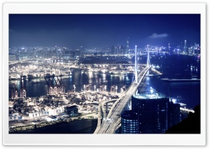 Panoramic View Of Hong Kong At Night Ultra HD Wallpaper for 4K UHD Widescreen desktop, tablet & smartphone
