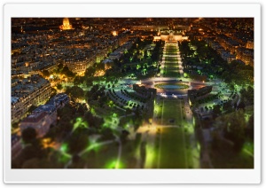 Paris Panorama At Night Tilt Shift Ultra HD Wallpaper for 4K UHD Widescreen desktop, tablet & smartphone