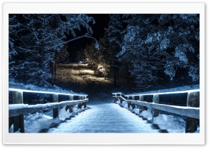 Park Winter Night Ultra HD Wallpaper for 4K UHD Widescreen Desktop, Lockscreen, Screensaver, TV, Tablet, Smartphone