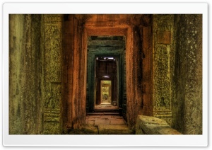 Passageway Inside Temple, Cambodia Ultra HD Wallpaper for 4K UHD Widescreen desktop, tablet & smartphone