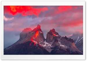 Patagonia, Peaks, Sunset, Red, Nature, Mountains 4K UHD Wallpaper for Widescreen and UltraWide Desktop, UltraHD TV, Smartphone, Tablet