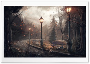 Path, Park, Autumn Drawing Ultra HD Wallpaper for 4K UHD Widescreen desktop, tablet & smartphone