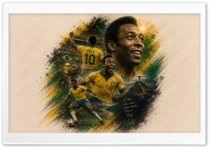Pele Soccer Legend 4K UHD Wallpaper for Widescreen and UltraWide Desktop, UltraHD TV, Smartphone, Tablet