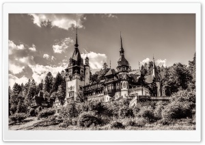 Peles Castle Romania Sepia Ultra HD Wallpaper for 4K UHD Widescreen desktop, tablet & smartphone