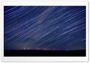 Perseids over a Wind Farm Ultra HD Wallpaper for 4K UHD Widescreen desktop, tablet & smartphone