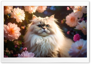 Persian Cat, Dollface, Flowers, Beautiful 4K UHD Wallpaper for Widescreen and UltraWide Desktop, UltraHD TV, Smartphone, Tablet