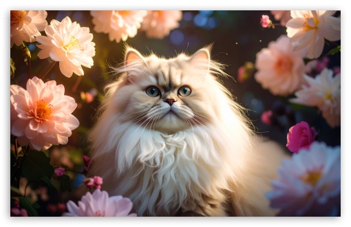 Persian Cat, Dollface, Flowers, Beautiful UltraHD Wallpaper for UHD 16:9 ; HD 16:9 ; UltraWide 21:9 24:10 32:9 32:10 ; Widescreen 16:10 5:3 ; Fullscreen 4:3 5:4 3:2 ; Tablet 1:1 ; Mobile 9:16 9:19.5 9:20 10:16 2:3 3:5 3:4 ; Dual 16:10 5:3 16:9 4:3 5:4 3:2 ;