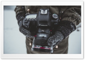 Photographer, Canon 5D Camera, Hands, Snow Falling, Winter Ultra HD Wallpaper for 4K UHD Widescreen desktop, tablet & smartphone