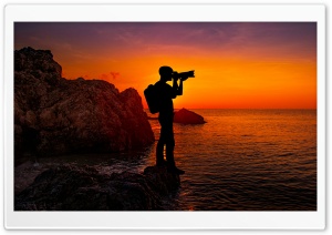 Photographer Silhouette, Sunset Ultra HD Wallpaper for 4K UHD Widescreen desktop, tablet & smartphone