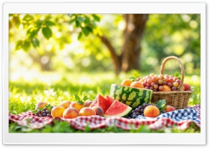 Picnic, Outdoors, Summer, Fruits, Nature, Open air 4K UHD Wallpaper for Widescreen and UltraWide Desktop, UltraHD TV, Smartphone, Tablet