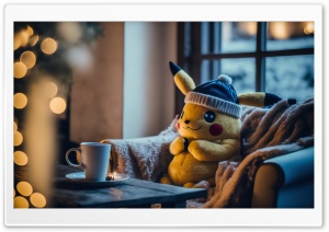 Pikachu Cozy Christmas Ultra HD Wallpaper for 4K UHD Widescreen Desktop, Lockscreen, Screensaver, TV, Tablet, Smartphone