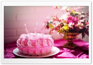 Pink Birthday Cake Ultra HD Wallpaper for 4K UHD Widescreen desktop, tablet & smartphone