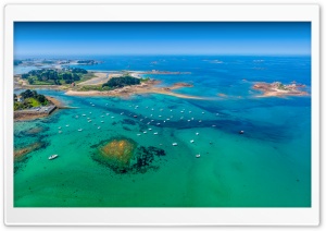 Pink Granite Coast Brittany France Breton Seascape 4K UHD Wallpaper for Widescreen and UltraWide Desktop, UltraHD TV, Smartphone, Tablet
