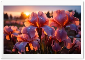 Pink Irises in Bloom Ultra HD Wallpaper for 4K UHD Widescreen Desktop, Lockscreen, Screensaver, TV, Tablet, Smartphone