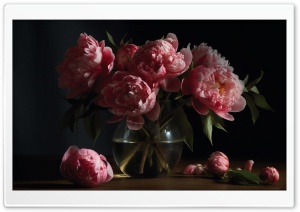 Pink Peonies Still Life Ultra HD Wallpaper for 4K UHD Widescreen Desktop, Lockscreen, Screensaver, TV, Tablet, Smartphone