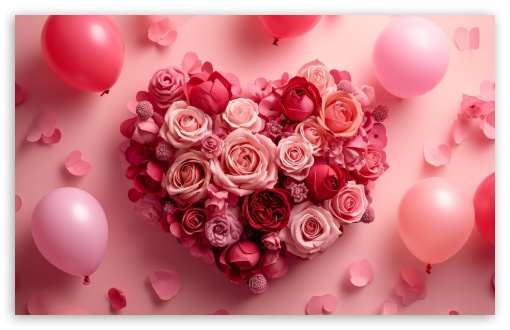 Pink Roses in a Heart-shaped Arrangement UltraHD Wallpaper for UHD 16:9 ; HD 16:9 ; UltraWide 21:9 24:10 ; Widescreen 16:10 5:3 ; Fullscreen 4:3 5:4 3:2 ; Tablet 1:1 ;