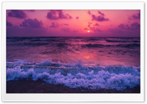 Pink Sunrise Beach Ultra HD Wallpaper for 4K UHD Widescreen Desktop, Lockscreen, Screensaver, TV, Tablet, Smartphone