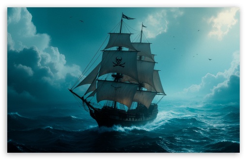 Pirate Ship, Sailing Vessel, Ocean Waves, Old Ship, Vintage Ship, Sea Adventure, Dark Seas UltraHD Wallpaper for UHD 16:9 ; HD 16:9 ; UltraWide 21:9 24:10 32:9 32:10 ; Widescreen 16:10 5:3 ; Fullscreen 4:3 5:4 3:2 ; Tablet 1:1 ; Mobile 2:3 3:4 ; Dual 16:10 5:3 16:9 4:3 5:4 3:2 ;