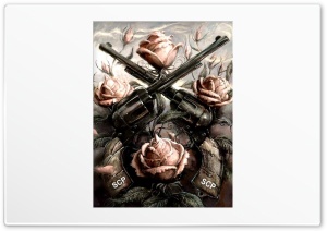 Pistols and Roses 4K UHD Wallpaper for Widescreen and UltraWide Desktop, UltraHD TV, Smartphone, Tablet