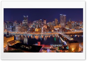 Pittsburgh City Panorama at Night Ultra HD Wallpaper for 4K UHD Widescreen desktop, tablet & smartphone
