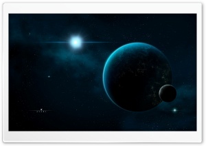 Planet And Moon In Space Ultra HD Wallpaper for 4K UHD Widescreen desktop, tablet & smartphone