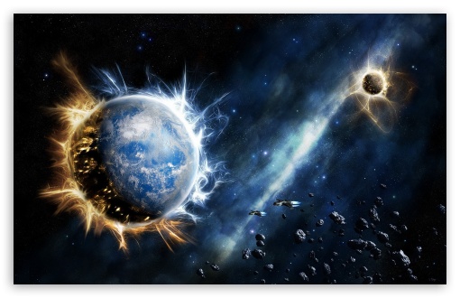 Planets Meteorites Explosions UltraHD Wallpaper for HD 16:9 ; Widescreen 16:10 5:3 ; Fullscreen 3:2 ;